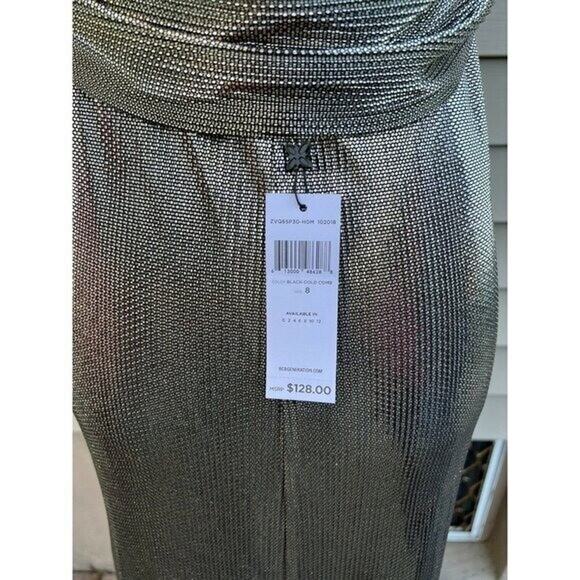 BCBG max dress maxi size 8 women v-neck gold prom wedding A000283 - Picture 7 of 9